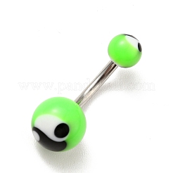 10Pcs Acrylic Round Beaded Curved Barbell&nbsp;AJEW-G041-02P