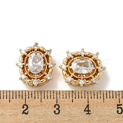 Brass Micro Pave Cubic Zirconia Beads&nbsp;KK-K378-06G