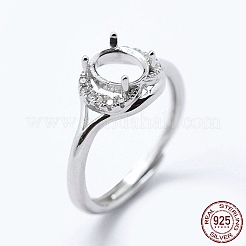 Anti-Tarnish Rhodium Plated 925 Sterling Silver Finger Ring Components&nbsp;STER-G027-15P