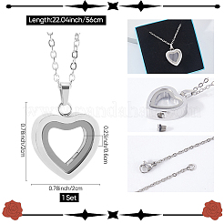 1Pc Stainless Steel Heart Pendant Urn Ashes Necklaces&nbsp;NJEW-CN0001-17P