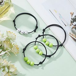 20Pcs 2 Colors Plastic Round Beaded Bracelets Set with Wax Rope&nbsp;BJEW-GF0001-11