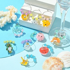 Ocean Theme Resin Wine Glass Charms&nbsp;AJEW-JO00243
