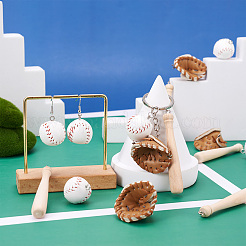 15Pcs 3 Style PU Leather & Theaceae Wood Baseball Exercise Pendants&nbsp;FIND-TA0001-65