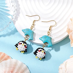 Synthetic Turquoise Dangle Earrings&nbsp;EJEW-MZ00254