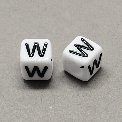 Large Hole Acrylic Letter European Beads&nbsp;SACR-Q103-7mm-01W