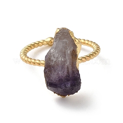 Natural Amethyst Nuggets Open Cuff Rings&nbsp;RJEW-M155-01G