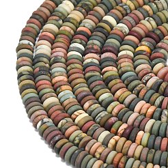 Frosted Natural Picasso Jasper/Polychrome Jasper Beads Strands&nbsp;G-K389-C28-01
