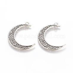 Tibetan Style Alloy Hollow Moon  2-Loop Link Pendants&nbsp;TIBEP-5312-AS-LF