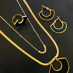 304 Stainless Steel & Acrylic Pendant Necklaces & Hoop Earrings & Rings Sets&nbsp;FS-WGD4BAB-04