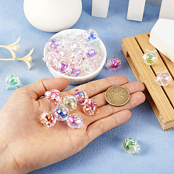 64Pcs 8 Colors UV Plating Rainbow Iridescent Acrylic Beads&nbsp;OACR-TA0001-20
