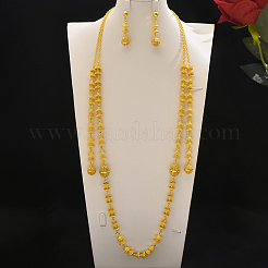 Luxurious Middle Eastern Ramadan Alloy Hollow Ball Pendant Fishbone Chain Earrings & Necklaces Sets&nbsp;IY0798