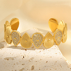 304 Stainless Steel & Crystal Rhinestone Cuff Bangles&nbsp;WG37505-01