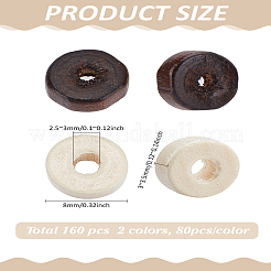 160Pcs 2 Colors Wood Beads&nbsp;WOOD-LP0001-25