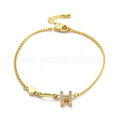 Brass Micro Pave Clear Cubic Zirconia Link Bracelets&nbsp;BJEW-U020-18G
