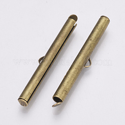Brass Slide On End Clasp Tubes&nbsp;X-KK-Q747-11I-AB