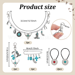 Cowboy Theme Alloy & Synthetic Turquoise & Aluminum Cable Chains Jewelry Sets&nbsp;HJEW-PH02504