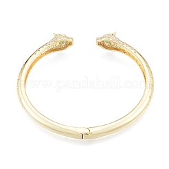 Green Cubic Zirconia Leopard Open Cuff Bangles&nbsp;BJEW-G651-02G
