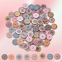 100Pcs 2-Hole Poplar Board Buttons&nbsp;BUTT-CY0001-14