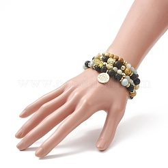 4Pcs 4 Style Natural & Synthetic Mixed Gemstone & Buddhist Head Beaded Stretch Bracelets Set&nbsp;BJEW-JB09326