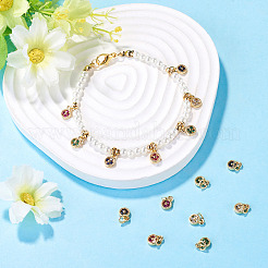 8Pcs 4 Colors Brass Micro Pave Cubic Zirconia Pendants&nbsp;KK-TA0009-08