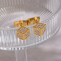 Cube 304 Stainless Steel Hoop Earrings&nbsp;EU5379