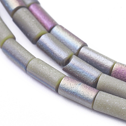 Electroplated Frosted Glass Beads Strands&nbsp;EGLA-G071-F