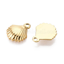 Textured 304 Stainless Steel Shell Shape Pendants&nbsp;X-STAS-T072-56G
