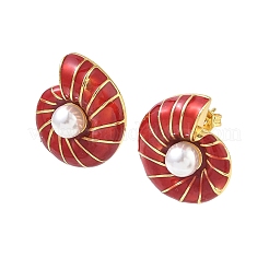 Brass Enamel Stud Earrings for Women&nbsp;KK-CBA760A-10G