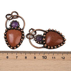 Natural & Synthetic Mixed Gemstone & Natural Amethyst Pendants&nbsp;G-Z101-06R