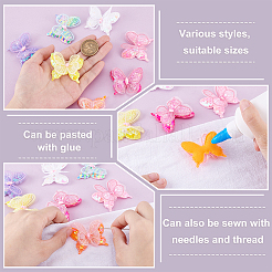 28Pcs 7 Colors Polyester & Resin & Sequined Bowknots&nbsp;DIY-GA0009-24