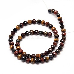 Natural Mixed Tiger Eye Round Bead Strands&nbsp;X-G-P072-35-8mm