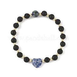 Natural Mixed Gemstone & Non-magnetic Synthetic Hematite Beaded Stretch Bracelets&nbsp;BJEW-JB14008