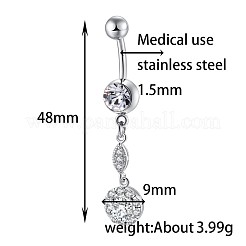 Brass Cubic Zirconia Navel Ring&nbsp;AJEW-EE0004-10