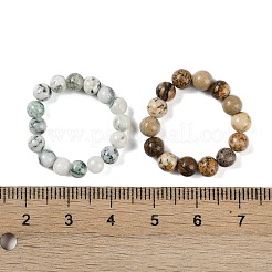 Round Natural & Synthetic Gemstone Beads Stretch Rings for Unisex&nbsp;G-C140-04