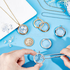 DIY Blank Dome 304 Stainless Steel Locket Pendant Necklace Making Kit&nbsp;STAS-DR0001-03