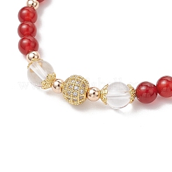 Natural Carnelian Round Beaded Charm Bracelets for Women&nbsp;BJEW-JB11931-02