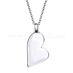 Non-Tarnish Stainless Steel Heart Urn Ashes Pendant Necklace&nbsp;BOTT-PW0007-08