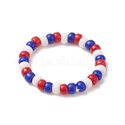 4Pcs 4 Style Independence Day Glass Seed Stretch Finger Rings Set with Brass Star Beaded for Women&nbsp;RJEW-TA00065