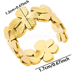 304 Stainless Steel Flower Patchwork Ring&nbsp;QE2937-2