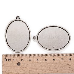 Tibetan Style Alloy Oval Tray Pendant Cabochon Settings&nbsp;LS-TIBEP-A19948-AS-LF