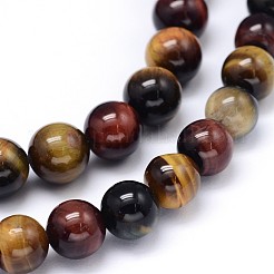 Round Natural Tiger Eye Beads Strands&nbsp;G-F222-17-8mm
