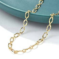 Brass Textured Oval Link Chain Necklaces for Women Men&nbsp;NJEW-F337-07G
