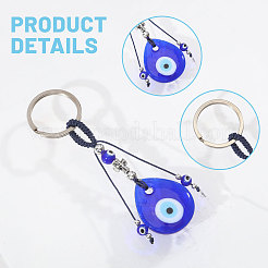 6Pcs 3 Styles Handmade Evil Eye Lampwork Keychains&nbsp;KEYC-CA00011