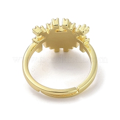 Real 18K Gold Plated Brass Pave Cubic Zirconia Adjustable Rings&nbsp;RJEW-M170-05G-01