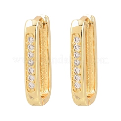 Rectangle Brass Cubic Zirconia Hoop Earrings&nbsp;EJEW-A156-16B-G