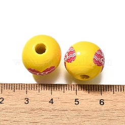 Valentine's Day Element Printed Wood Beads&nbsp;WOOD-R002-01-07