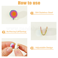10Pcs 5 Colors 304 Stainless Steel Cuff Earrings&nbsp;EJEW-HS0001-34A