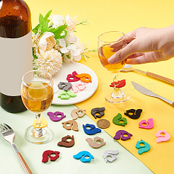 24Pcs 24 Colors Felt Wine Glass Charms&nbsp;AJEW-BC0004-19