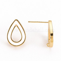 Brass Enamel Stud Earring Findings&nbsp;KK-S356-244B-NF