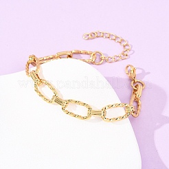 304 Stainless Steel Twisted Oval Link Chain Bracelets for Women&nbsp;BJEW-F536-05G